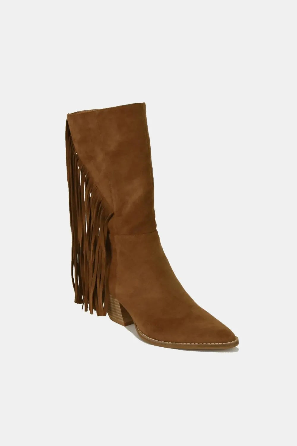 Beast Fashion Suede Fringe Point Toe Boots by Trendsi