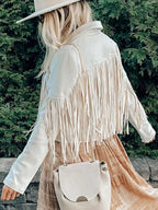 Fringe Open Front Cropped Jacket by Trendsi