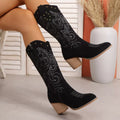 Embroidered Western Cowboy Boots by Trendsi