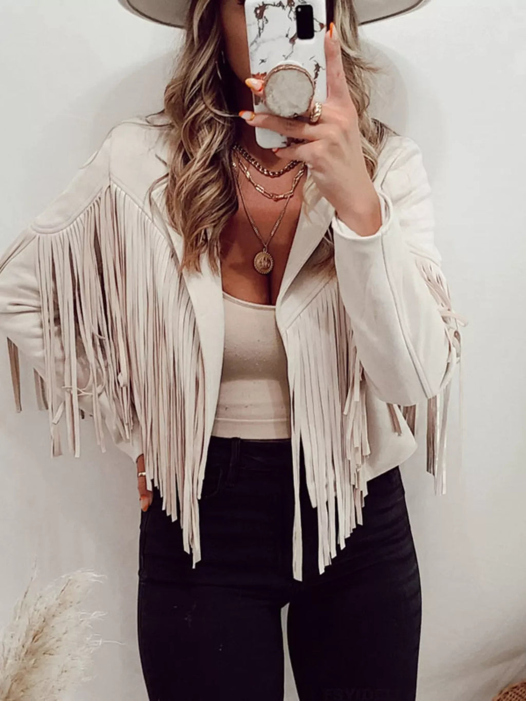 Fringe Open Front Cropped Jacket by Trendsi
