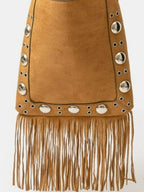 Fame Faux Suede Grommet Accent Fringe Tote Bag by Trendsi