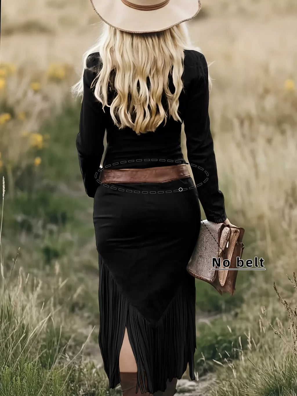 Fringe Zip Front Long Sleeve Dress by Trendsi