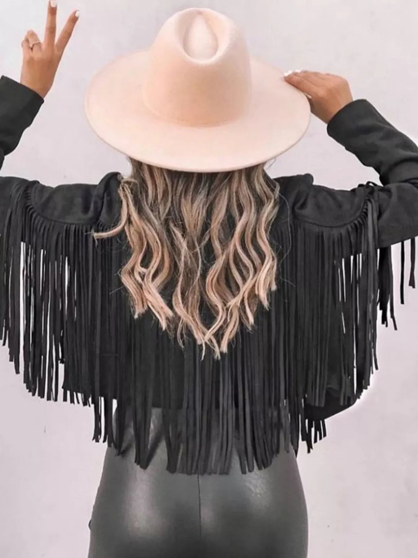 Fringe Open Front Cropped Jacket by Trendsi