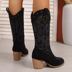 Embroidered Western Cowboy Boots by Trendsi